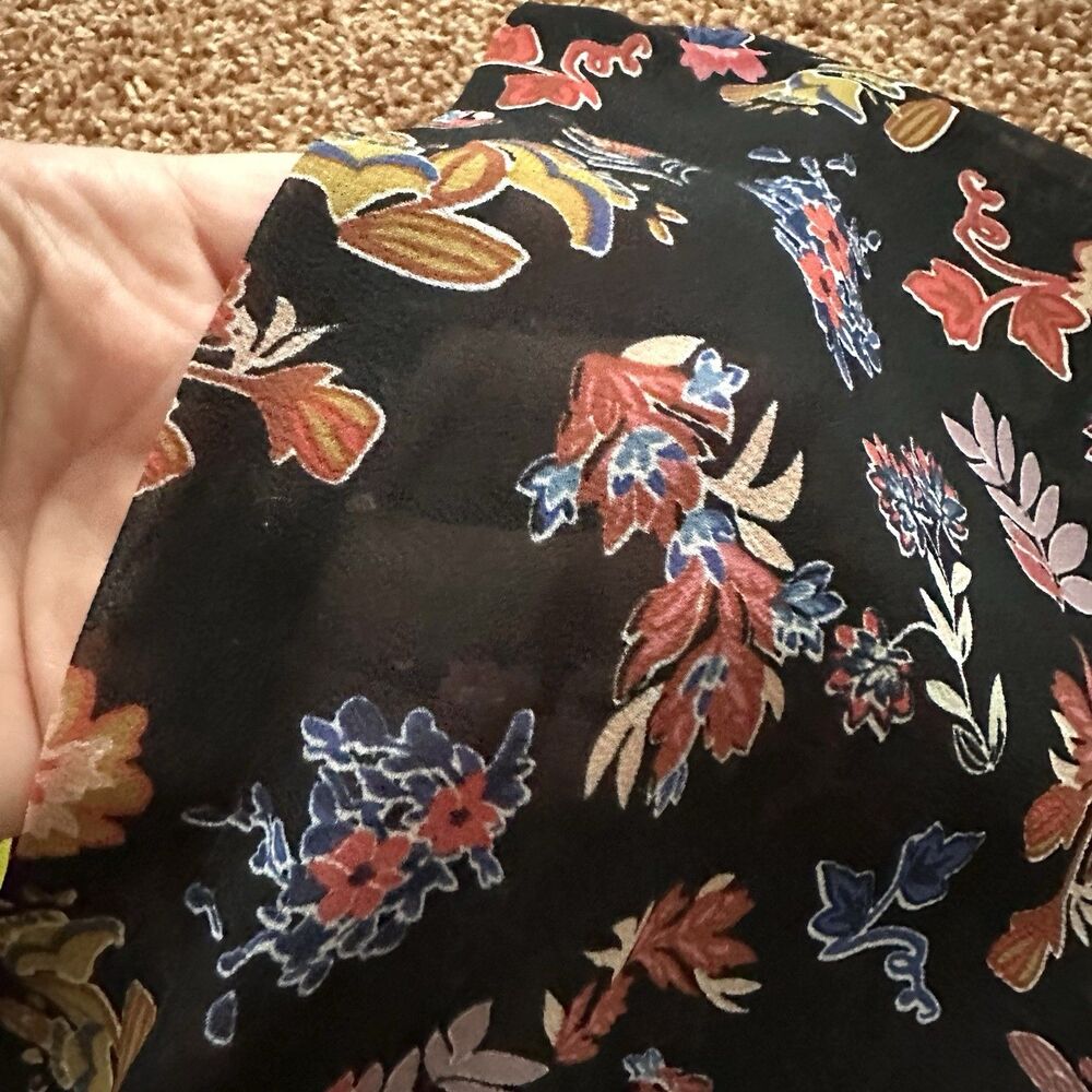 ANTHROPOLOGIE HD In Paris Maxi Dress 14 Floral Semi Sheer Keyhole Back Cottage - Picture 7 of 8